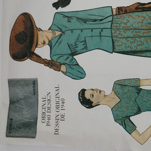 UNCUT Vogue Vintage Model Original 1940 Design Sewing Pattern 2636 Limited Ed - Picture 3 of 10
